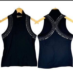 Edgy Y2K 2000s Black Studded Top Womens Size Medium Punk Clubwear Party USA